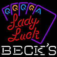 Becks Poker Lady Luck Series Beer Sign Neontábla