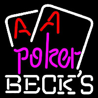 Becks Purple Lettering Red Aces White Cards Beer Sign Neontábla