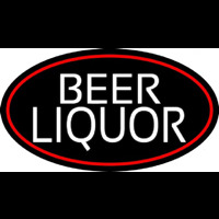 Beer Liquor Oval With Red Border Neontábla