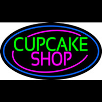 Block Cupcake Shop With Blue Round Neontábla