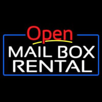 Block Mail Bo  Rental Blue Border With Open 4 Neontábla