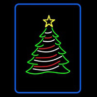 Blue Border Decorative Christmas Tree Neontábla