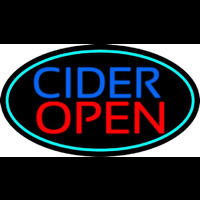 Blue Cider Open With Turquoise Oval Neontábla