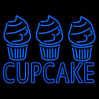 Blue Cupcake With Cupcake Neontábla