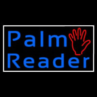 Blue Cursive Palm Reader White Border Neontábla