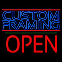 Blue Custom Framing With Lines With Open 1 Neontábla
