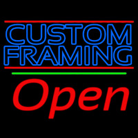 Blue Custom Framing With Lines With Open 2 Neontábla