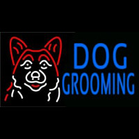 Blue Dog Grooming With Logo Neontábla