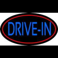 Blue Drive In With Red Border Neontábla
