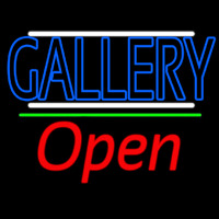 Blue Gallery With White Line With Open 2 Neontábla