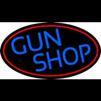 Blue Gun Shop With Red Round Neontábla