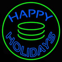 Blue Happy Holidays Block Neontábla
