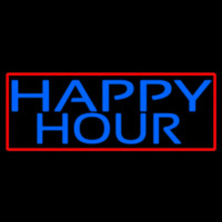 Blue Happy Hour With Red Border Neontábla