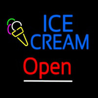 Blue Ice Cream Open With Logo Neontábla