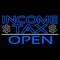 Blue Income Ta  Open With Dollar Logo Neontábla