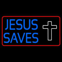 Blue Jesus Saves White Cross Neontábla