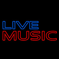 Blue Live Music Block Mic Logo Neontábla
