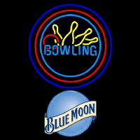 Blue Moon Bowling Yellow Blue Beer Sign Neontábla