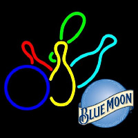 Blue Moon Colored Bowlings Beer Sign Neontábla