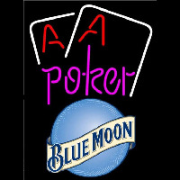 Blue Moon Purple Lettering Red Aces White Cards Beer Sign Neontábla