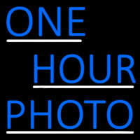 Blue One Hour Photo With Line Neontábla