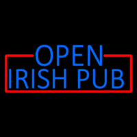 Blue Open Irish Pub With Red Border Neontábla