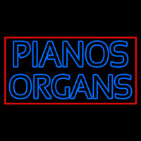 Blue Pianos Organs Block Red Border Neontábla
