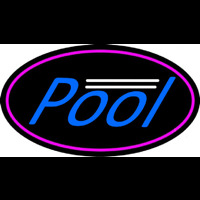 Blue Pool Oval With Pink Border Neontábla