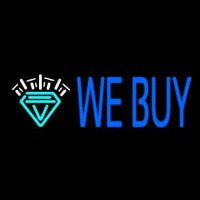 Blue We Buy Diamond Logo Neontábla