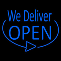 Blue We Deliver Open Neontábla
