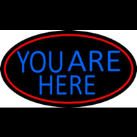 Blue You Are Here Oval With Red Border Neontábla