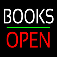 Books Block Open Green Line Neontábla