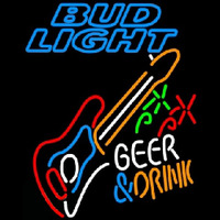 Bud Light And Drink Guitar Beer Sign Neontábla
