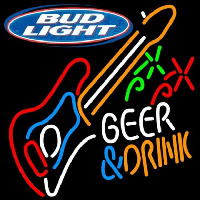 Bud Light And Drink Guitar Beer Sign Neontábla