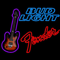Bud Light Fender Red Guitar Beer Sign Neontábla