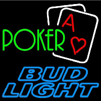 Bud Light Green Poker Beer Sign Neontábla