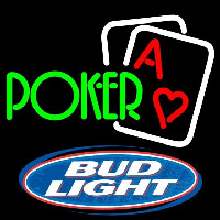 Bud Light Green Poker Beer Sign Neontábla