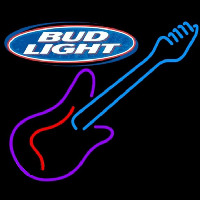 Bud Light Guitar Purple Red Beer Sign Neontábla