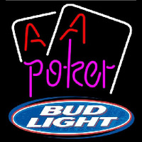 Bud Light Purple Lettering Red Aces White Cards Beer Sign Neontábla
