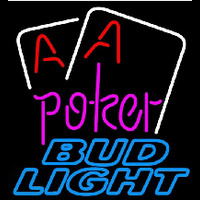 Bud Light Purple Lettering Red Aces White Cards Beer Sign Neontábla