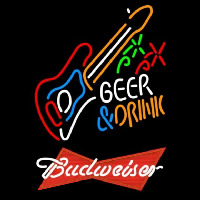 Budweiser Red And Drink Guitar Beer Sign Neontábla