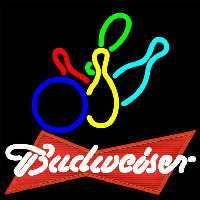 Budweiser Red Colored Bowling Beer Sign Neontábla