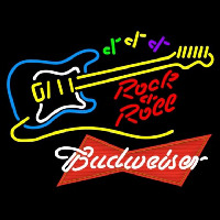 Budweiser Red Rock N Roll Yellow Guitar Beer Sign Neontábla