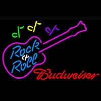 Budweiser Rock N Roll Pink Guitar Beer Sign Neontábla
