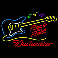 Budweiser Rock N Roll Yellow Guitar Beer Sign Neontábla