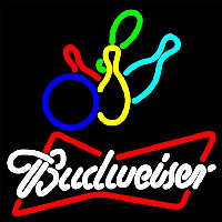 Budweiser White Colored Bowling Beer Sign Neontábla