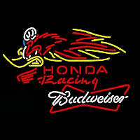 Budweiser White Honda Racing Woody Woodpecker Crf 250 450 Motorcycle Beer Sign Neontábla