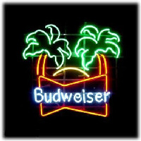 Budweiser double palm trees Beer Bar Neontábla