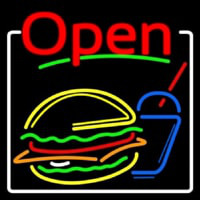 Burger And Drink Open Neontábla