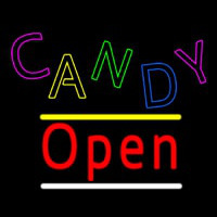 Candy Open Yellow Line Neontábla
